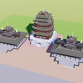 Ancient Chinese Architecture With Multi story Pagoda Traditional Curved Roofs and Courtyard