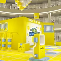 Bright Yellow Interactive Zone With Cartoon Emoticons And Fun Interactive Installations 3d model