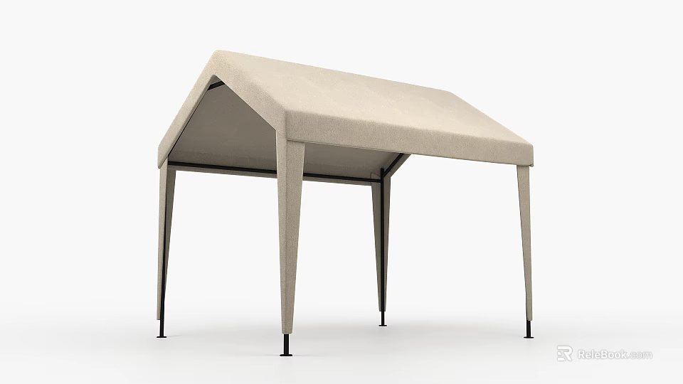 Outdoor Canopy Structure With Beige Fabric Roof And Metal Support Legs 3d model 