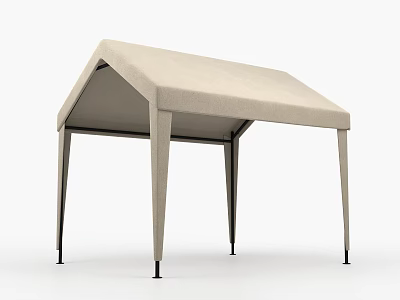 Outdoor Canopy Structure With Beige Fabric Roof And Metal Support Legs 3d model