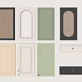Modern Wardrobe Doors With Arched Rectangular Panels Rattan Texture And Various Colors 3d model