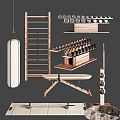 Sports Equipment Including Punching Bag Wooden Ladder Dumbbell Rack Dumbbells And Training Bench For Home Use