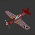 Vintage Airplane Model With Red Tail Green Cockpit And White Star On Wings