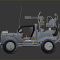 Blue Military Style Off Road Vehicle With Roof Equipment Antenna And Large Wheels