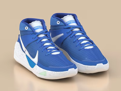 Blue High Top Basketball Shoes With Nike Logo And White Accents 3d model