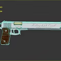 Classic Silver Pistol With Wooden Grip And Polished Metal Body Design
