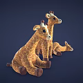 Cute Giraffe Stuffed Toys in Various Poses Standing Sitting and Lying 3d model