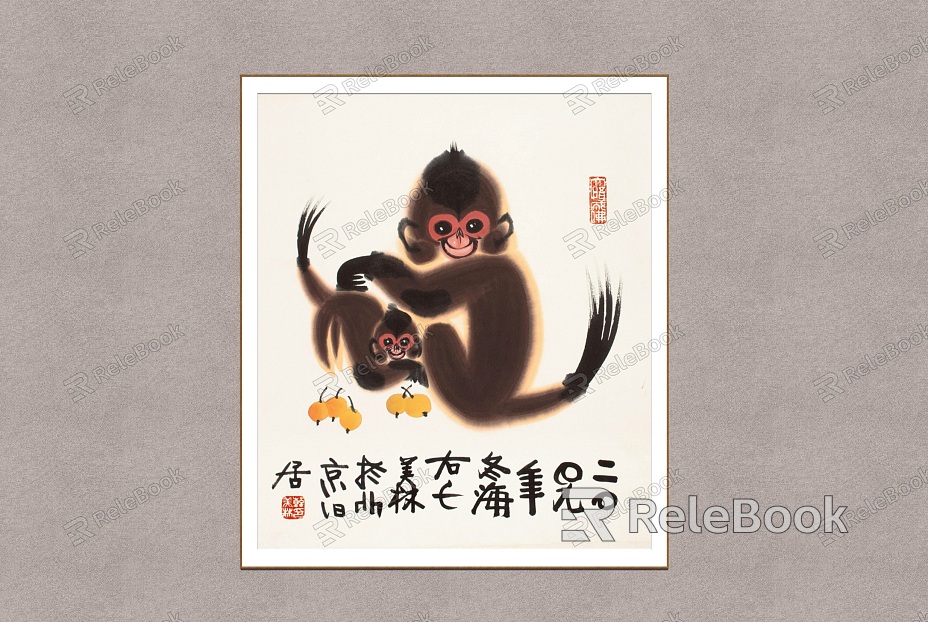 New Chinese Animal Painting Han Meilin Monkey model