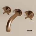 Brass Wall Mounted Faucet With Cross Handles For Modern Bathroom Poliform