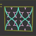 Decorative Green Metal Fence With Intricate Pattern And Square Frame Design 3d model