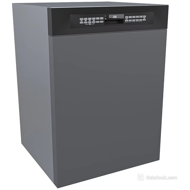Modern Grey Upright Household Appliance With Sleek Stylish Exterior Design 3d model 