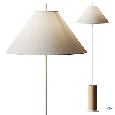 Modern Floor Lamps Featuring Conical Light Colored Shades Slim Poles And Cylindrical Base 3d model