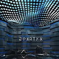 Modern KTV Interior Design With Blue Lighting And Geometric Ceiling Decor