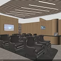 Modern Lounge Area Interior With Wooden Decor Comfortable Seating TV Screen And Green Plants
