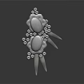 Contemporary Silver Jewelry Piece with 3D Floral Elements Small Beads Spike Details and Metallic Texture