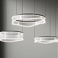 Modern Circular Chandeliers With Illuminated Mesh Design And Metal Frame