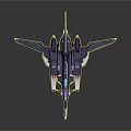 Futuristic Purple And White Spacecraft Model With Aerodynamic Wings For Cosmic Exploration