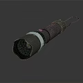 Black Tactical Flashlight With Durable Design Metal Band Lanyard And Textured Surface