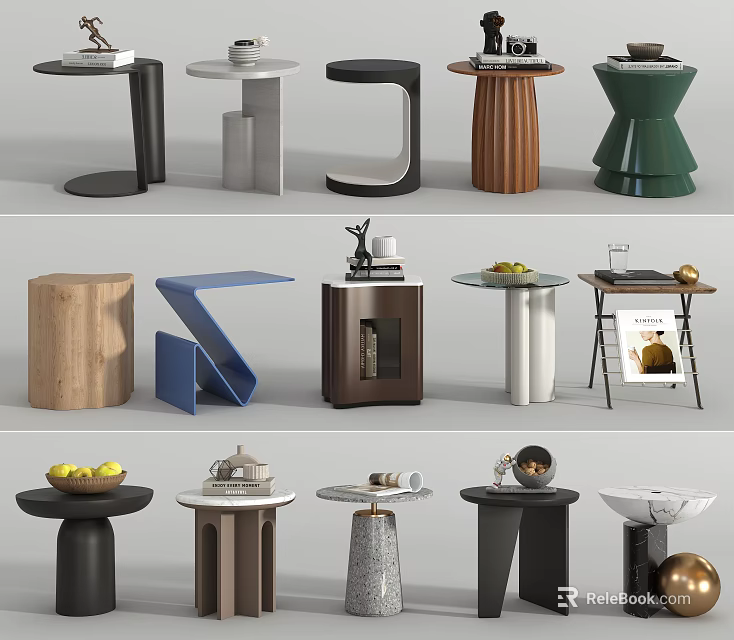 Unique Side Tables With Various Materials Different Shapes And Modern Designs 3d model