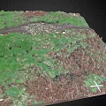 Green Hillside Scenery with Dirt Path Stones and Red Object Under Dark Sky