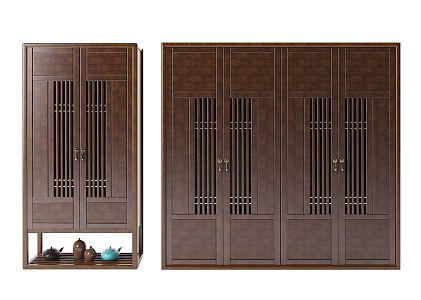 Chinese style wardrobe solid wood wardrobe combination 3d model