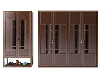 Chinese style wardrobe solid wood wardrobe combination 3d model