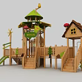 Modern slide children's wooden non-standard slide 3d model