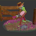 Modern anime character Denim farmer 3d model