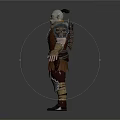 Fantasy Warrior Character in Leather and Metal Armor With Spiked Shoulder Design