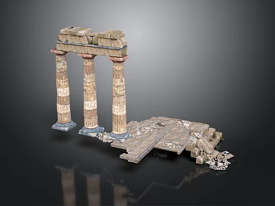 Ancient Greek Architectural Ruins Model With Tall Columns And Scattered Stones 3d model