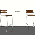 Poliform Modern Bar Stools With Wooden Backrest And Metal Legs Design