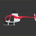 Red And White Helicopter With Transparent Cockpit Propeller And Landing Gear