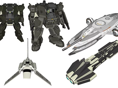 Cool Electric Toy Collection Featuring Mech Robots And Spaceship Aircraft 3d model