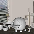 Modern Indoor Cat Supplies With Bed Scratching Post Bowls And Toys