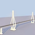Modern White Cable Stayed Bridge Design Spanning Over Calm Water Surface 3d model