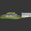 Traditional Wooden House With Grass Roof Stone Walls And Adjacent Building In Green Field