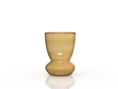 Decorative Beige Ceramic Cup Featuring Unique Base And Smooth Glossy Finish 3d model