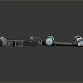 Futuristic Hammer And Spheres With Metallic Design And Blue Accents