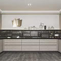 Elegant Modern Kitchen Interior With Wooden Cabinets Countertop And Wall Decor