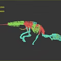 Dinosaur Skeleton with Reconstructed Organs and Hair Structures 3d model