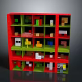 Red And Green Multi Layered Lattice Structure With Colorful Small Blocks And Shapes