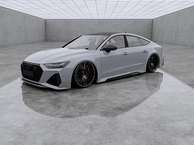White Sports Car With Sleek Body Black Wheels And Red Calipers In Modern Indoor Studio 3d model