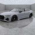 White Sports Car With Sleek Body Black Wheels And Red Calipers In Modern Indoor Studio