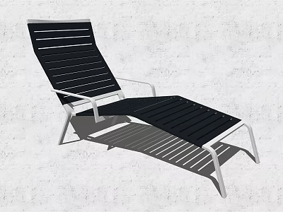 Modern Black Lounge Chair With White Metal Frame And Reclining Design 3d model