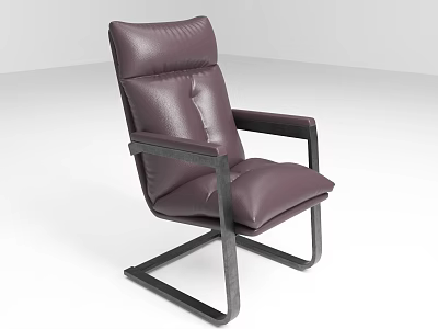 Modern Leather Office Chair with Black Metal Frame and Comfortable Cushioned Seat for Contemporary Workspace 3d model
