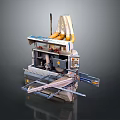 Industrial Woodworking Machine With Multiple Blades Conveyor Table And Control Panel