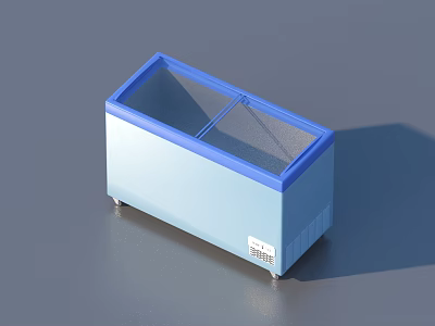 Blue Rectangular Storage Container With Transparent Lid And Bottom Wheels 3d model