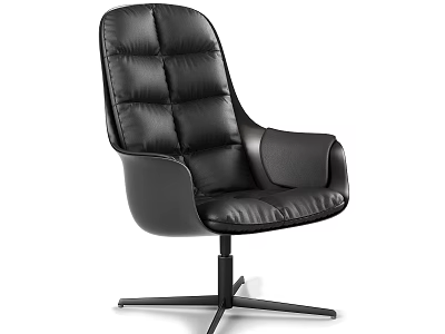 Black Leather Office Chair With Padded Backrest Armrests And Five Star Base 3d model