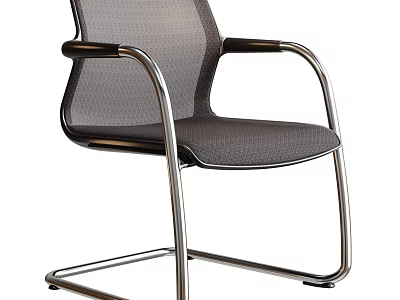 Modern Office Chair With Mesh Backrest Metal Frame And Comfortable Armrests 3d model