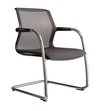 Modern Office Chair With Mesh Backrest Metal Frame And Comfortable Armrests 3d model